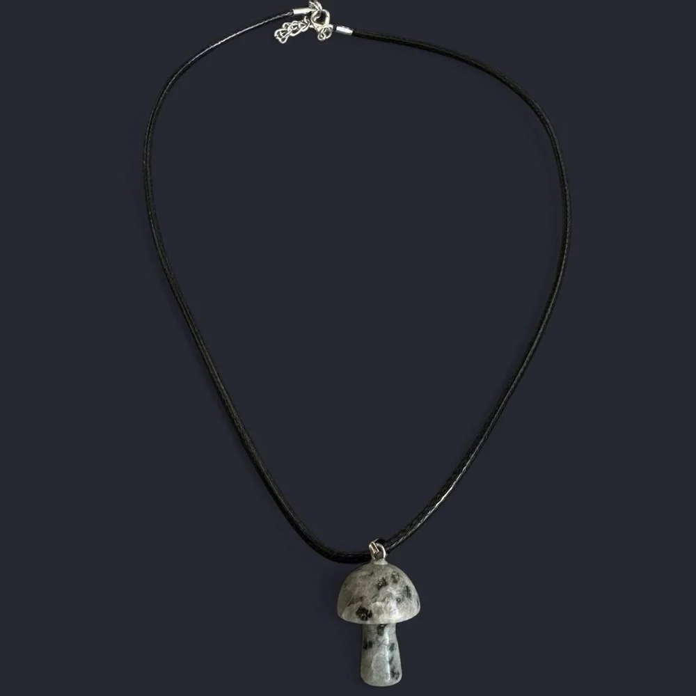 Kiwi Jasper Mushroom Pendant Necklace